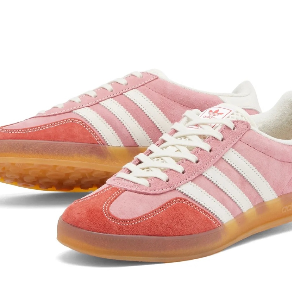 Adidas Women's Pink and White Sneakers